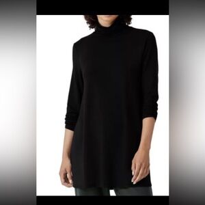 Eileen Fisher Scrunch Neck Long Sleeve Black Size XS